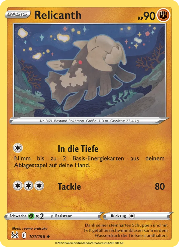 Karte Relicanth aus Verlorener Ursprung, Nummer 101/196