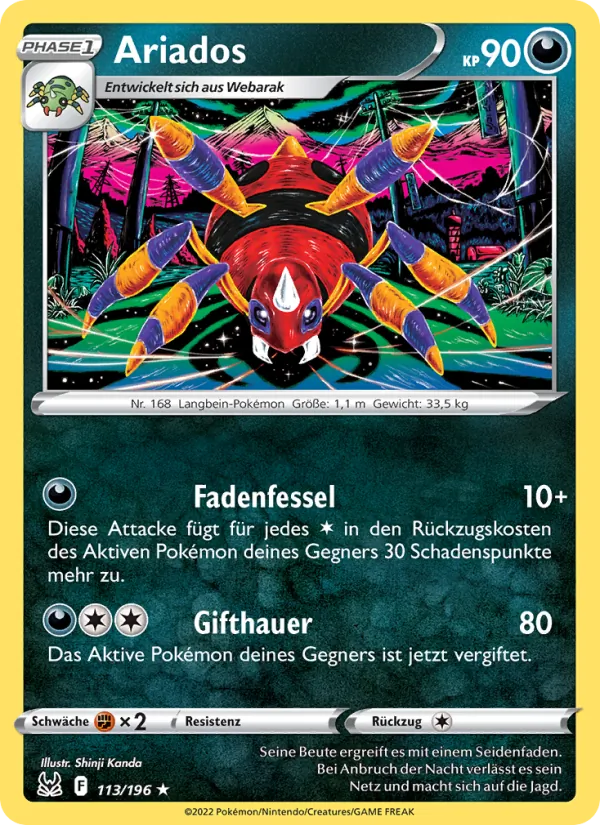 Karte Ariados aus Verlorener Ursprung, Nummer 113/196