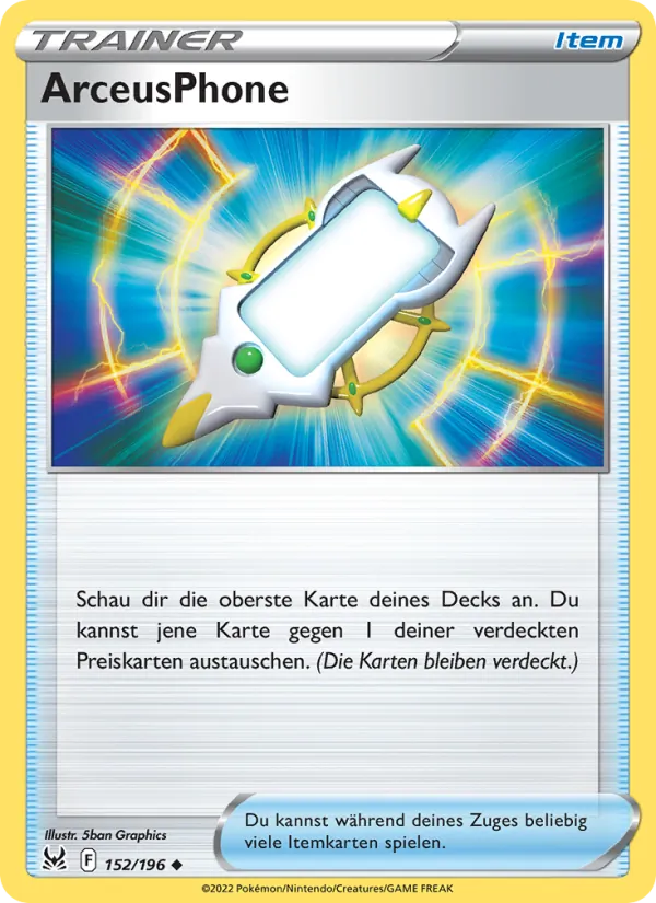 Karte ArceusPhone aus Verlorener Ursprung, Nummer 152/196
