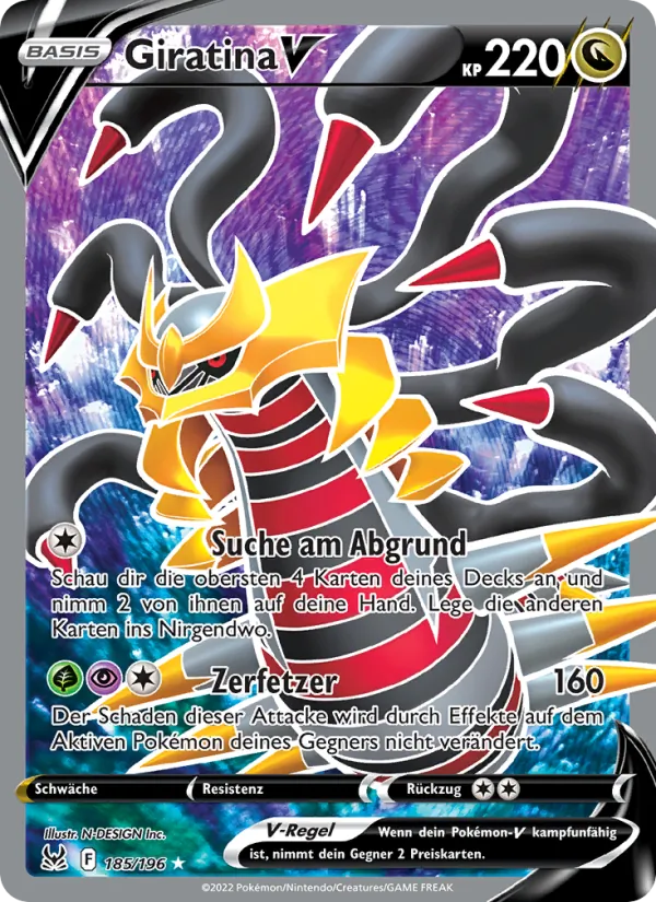 Karte Giratina V aus Verlorener Ursprung, Nummer 185/196