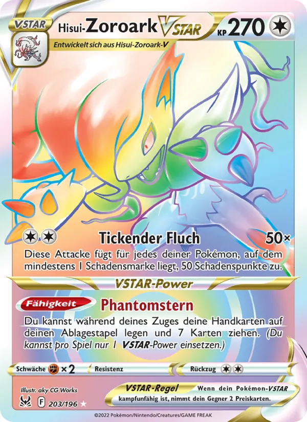 Karte Hisui-Zoroark VSTAR aus Verlorener Ursprung, Nummer 203/196