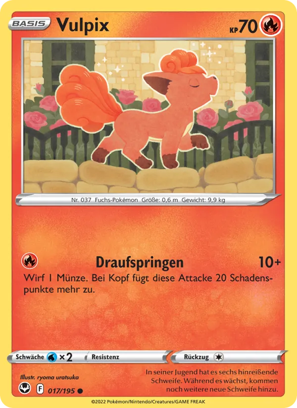Karte Vulpix aus Silberne Sturmwinde, Nummer 017/195
