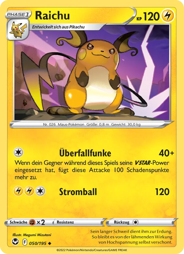 Karte Raichu aus Silberne Sturmwinde, Nummer 050/195