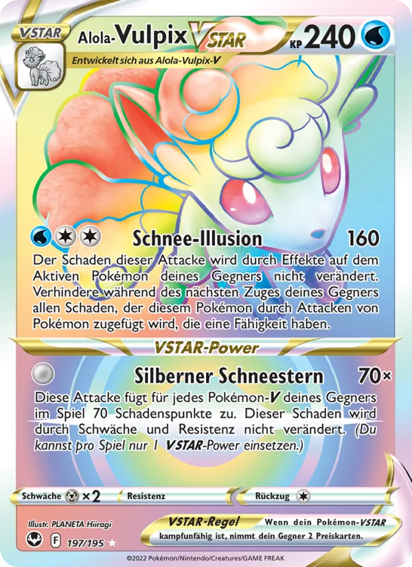 Karte Alola Vulpix-VSTAR aus Silberne Sturmwinde, Nummer 197/195