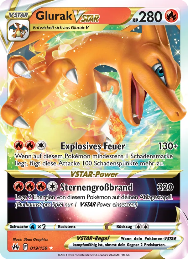 Karte Glurak VSTAR aus Zenit der Könige, Nummer 019/159