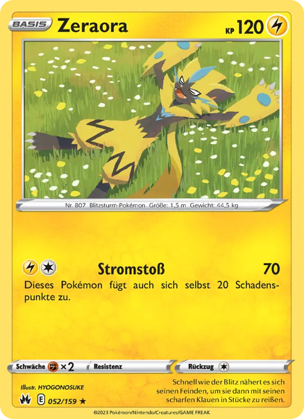 Karte Zeraora aus Zenit der Könige, Nummer 052/159