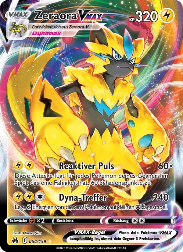 Karte Zeraora VMAX aus Zenit der Könige, Nummer 054/159