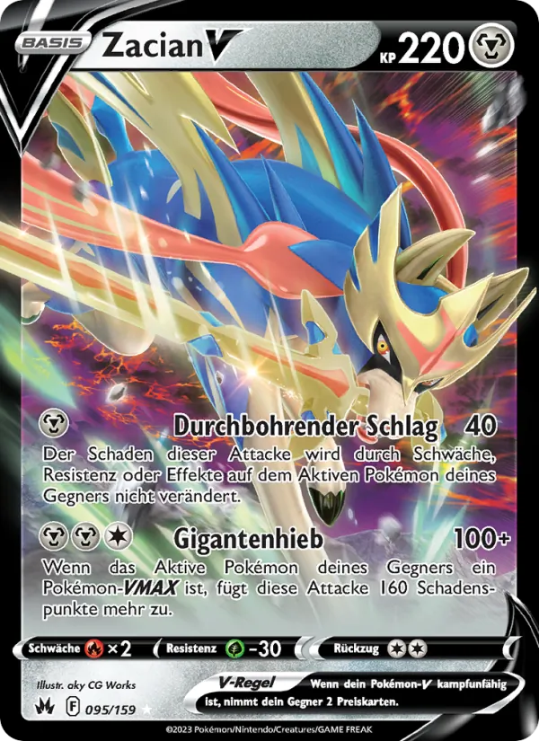 Karte Zacian V aus Zenit der Könige, Nummer 095/159