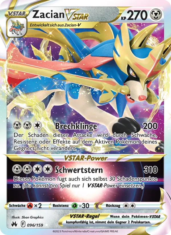 Karte Zacian VSTAR aus Zenit der Könige, Nummer 096/159
