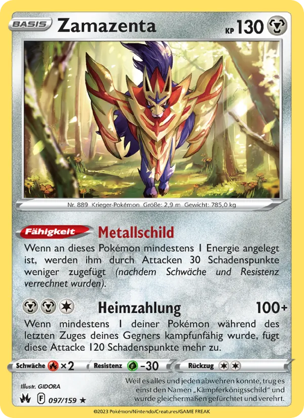 Karte Zamazenta aus Zenit der Könige, Nummer 097/159