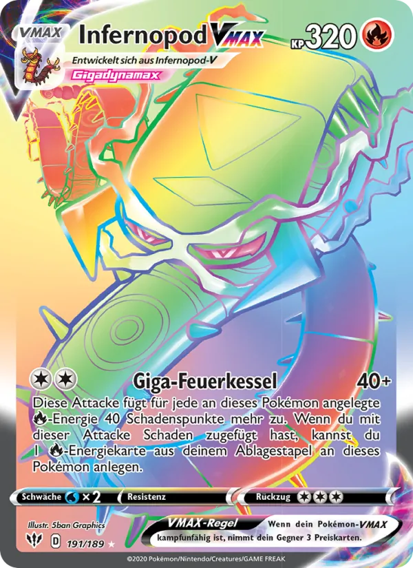 Karte Infernopod VMAX aus Flammende Finsternis, Nummer 191/189
