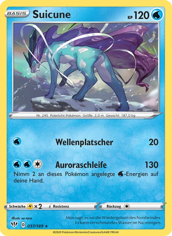 Karte Suicune aus Flammende Finsternis, Nummer 37/189