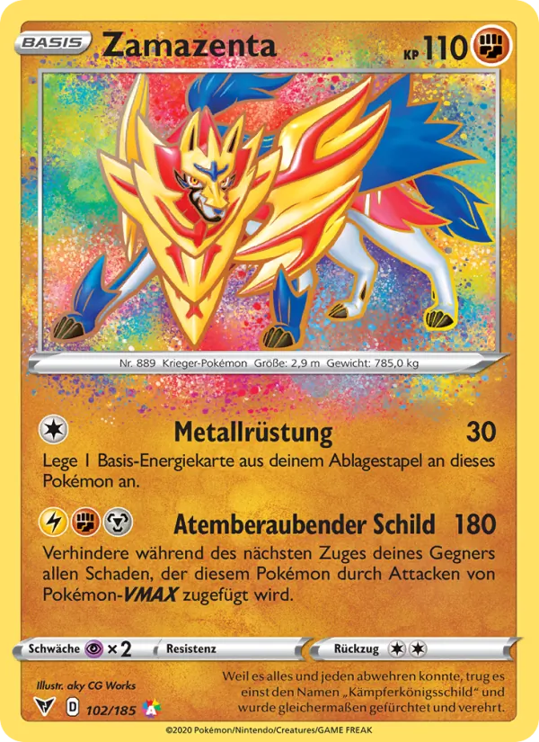 Karte Zamazenta aus Farbenschock, Nummer 102/185