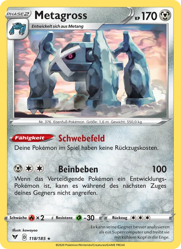 Karte Metagross aus Farbenschock, Nummer 118/185