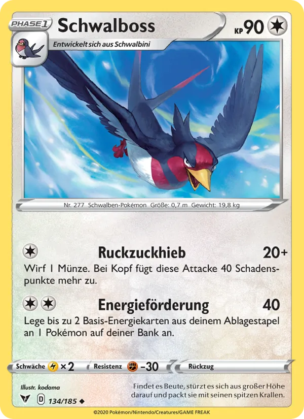 Karte Schwalboss aus Farbenschock, Nummer 134/185