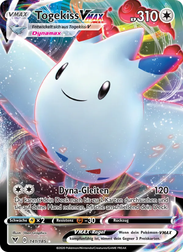 Karte Togekiss VMAX aus Farbenschock, Nummer 141/185