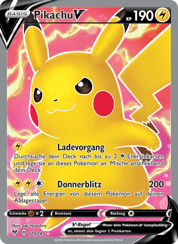 Karte Pikachu V aus Farbenschock, Nummer 170/185