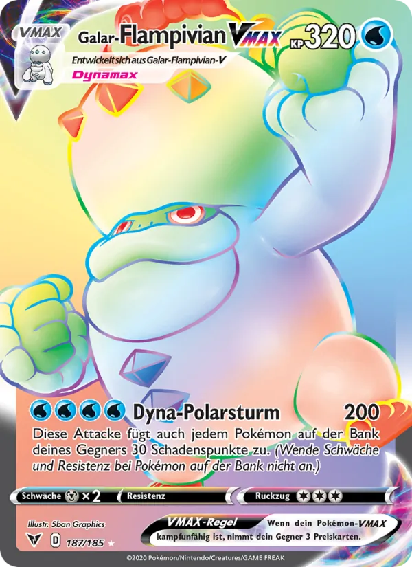 Karte Galar-Flampivian VMAX aus Farbenschock, Nummer 187/185