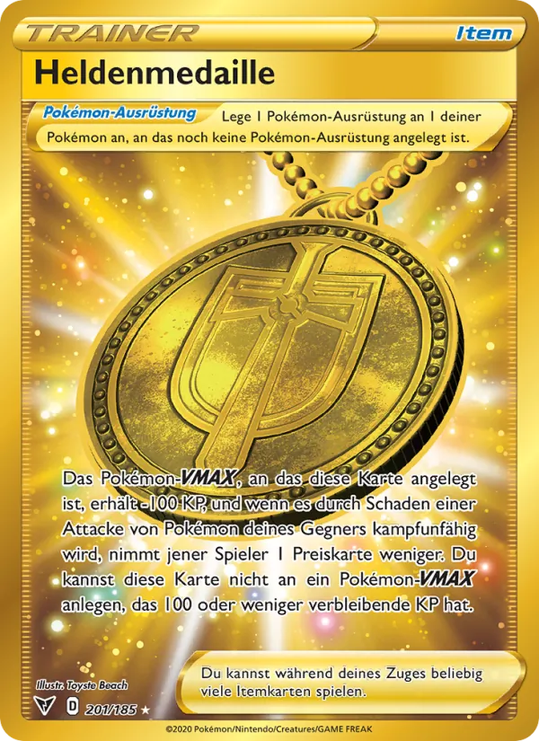 Karte Heldenmedaille aus Farbenschock, Nummer 201/185