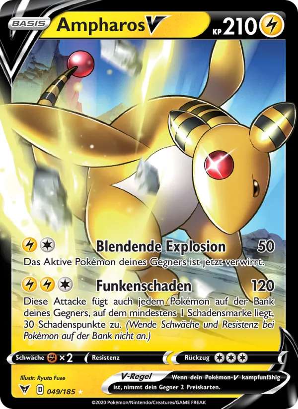 Karte Ampharos V aus Farbenschock, Nummer 49/185
