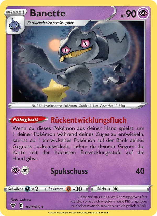 Karte Banette aus Farbenschock, Nummer 68/185