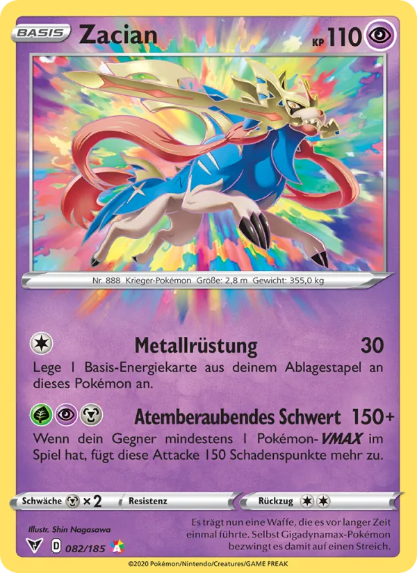 Karte Zacian aus Farbenschock, Nummer 82/185