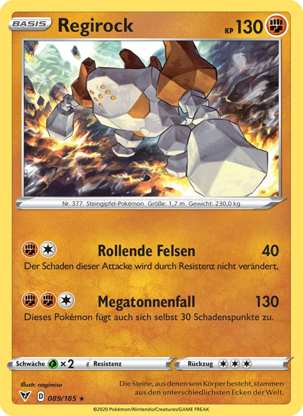 Karte Regirock aus Farbenschock, Nummer 89/185