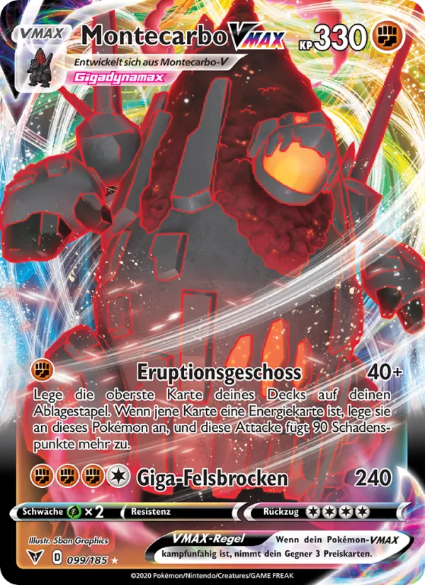 Karte Montecarbo VMAX aus Farbenschock, Nummer 99/185