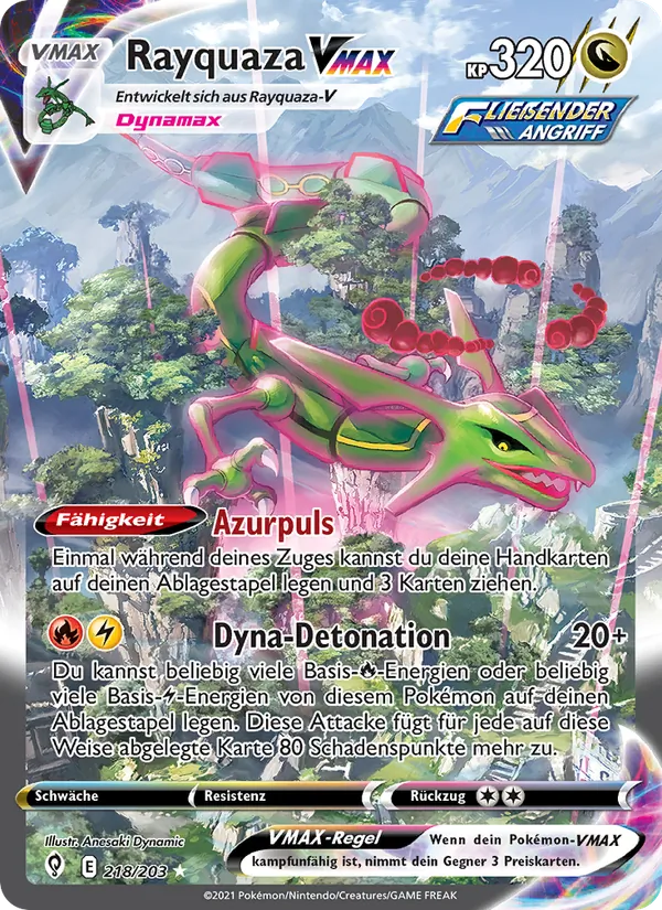 Karte Rayquaza VMAX aus Drachenwandel, Nummer 218/203
