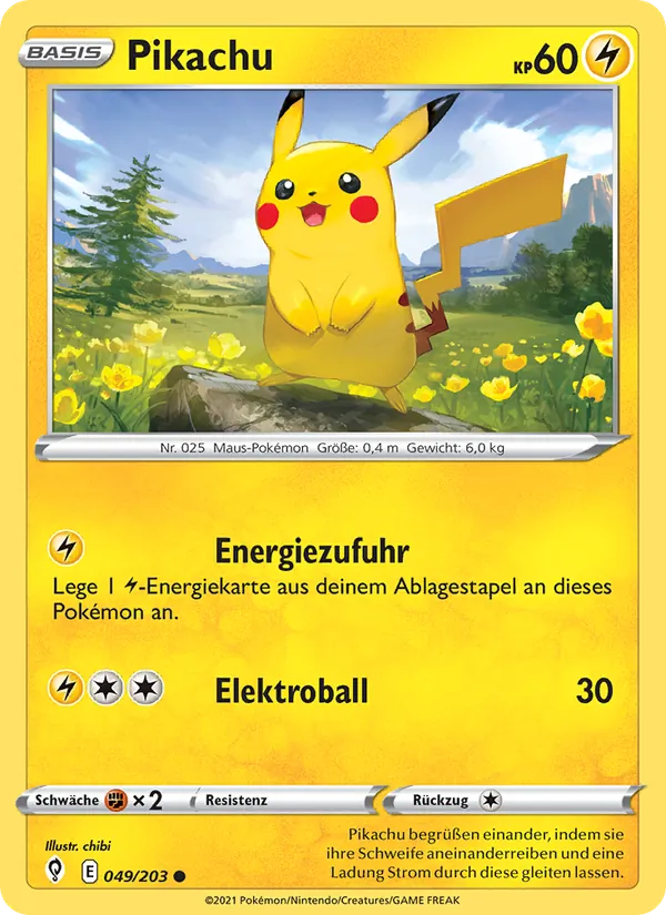 Karte Pikachu aus Drachenwandel, Nummer 49/203