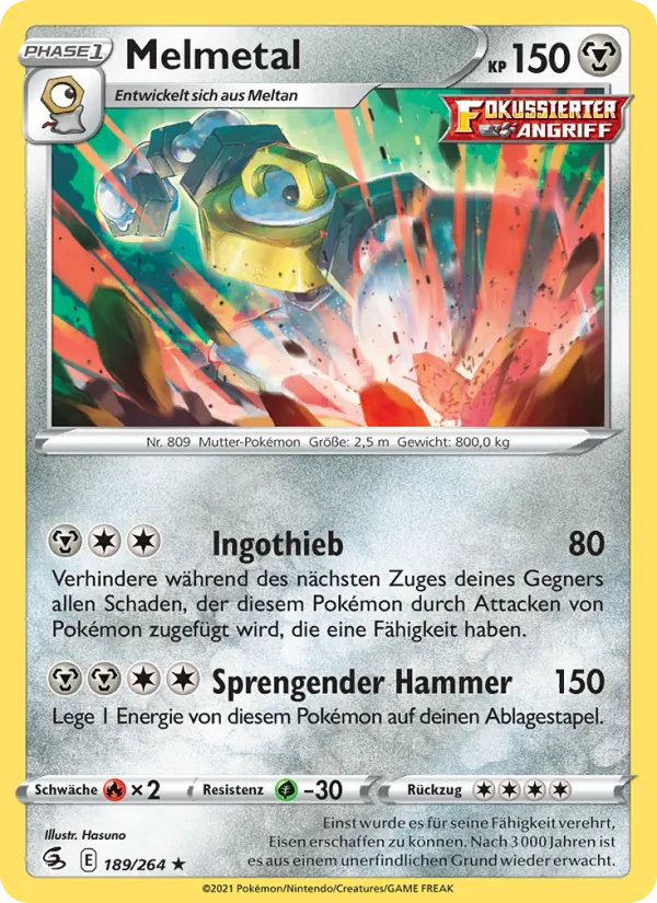 Karte Melmetal aus Fusionsangriff, Nummer 189/264