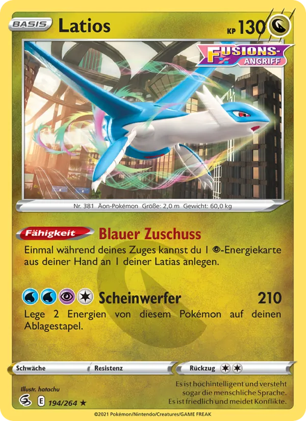 Karte Latios aus Fusionsangriff, Nummer 194/264