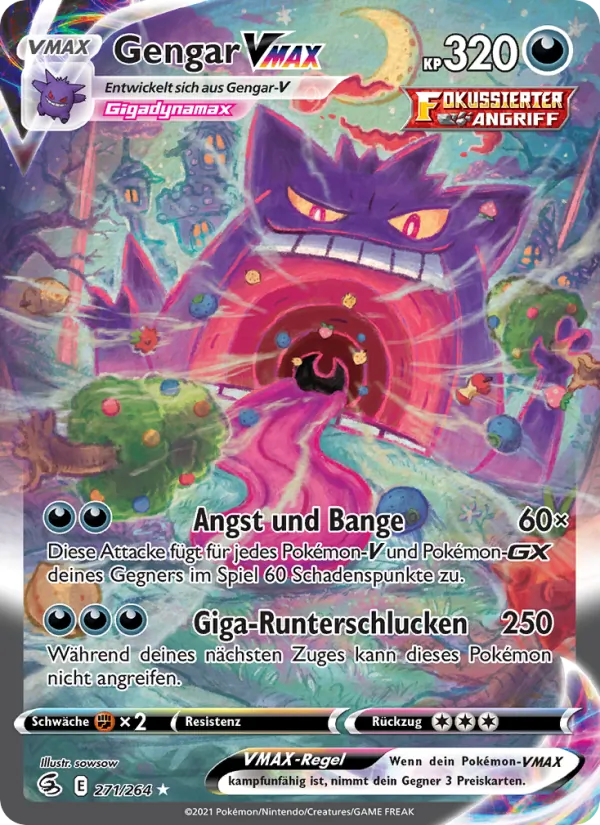 Karte Gengar VMAX aus Fusionsangriff, Nummer 271/264