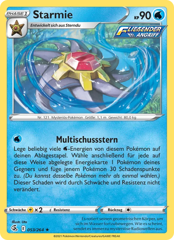 Karte Starmie aus Fusionsangriff, Nummer 53/264