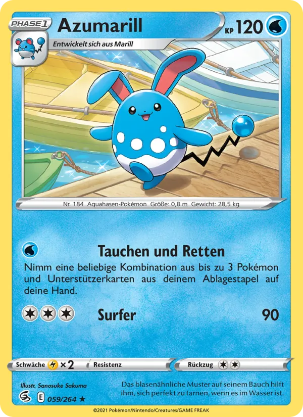 Karte Azumarill aus Fusionsangriff, Nummer 59/264