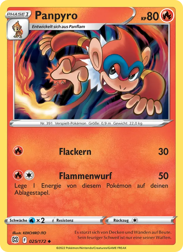 Karte Panpyro aus Strahlende Sterne, Nummer 025/172