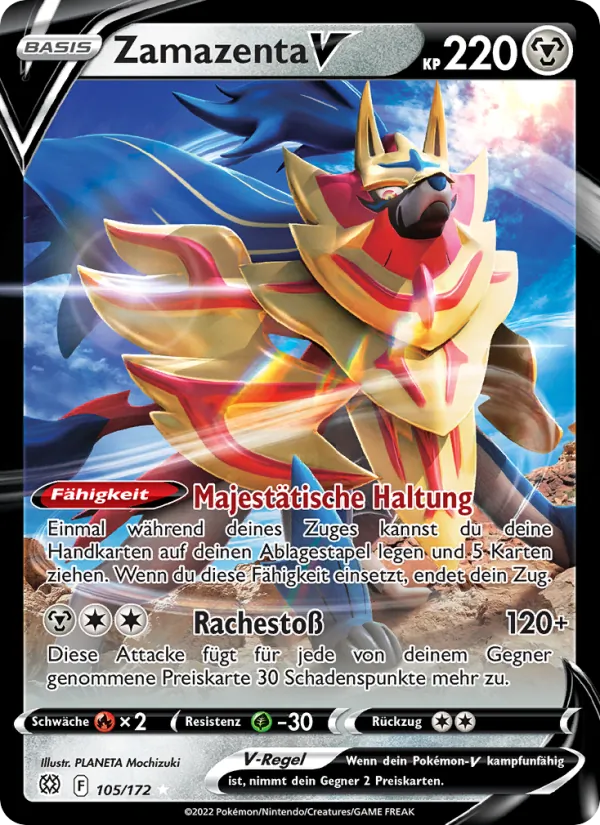 Karte Zamazenta V aus Strahlende Sterne, Nummer 105/172