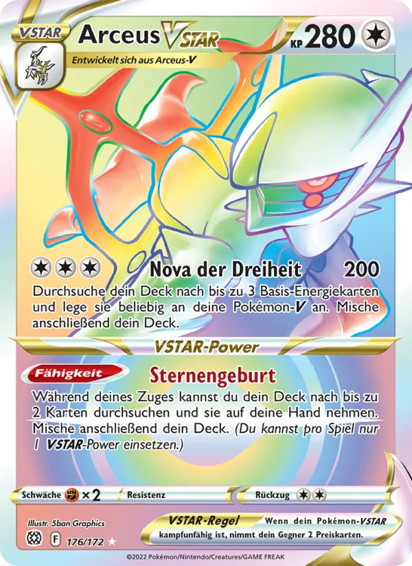 Karte Arceus VSTAR aus Strahlende Sterne, Nummer 176/172