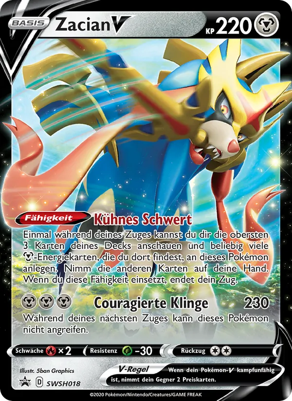 Karte Zacian V aus SCSC Promokarten, Nummer SWSH018/307