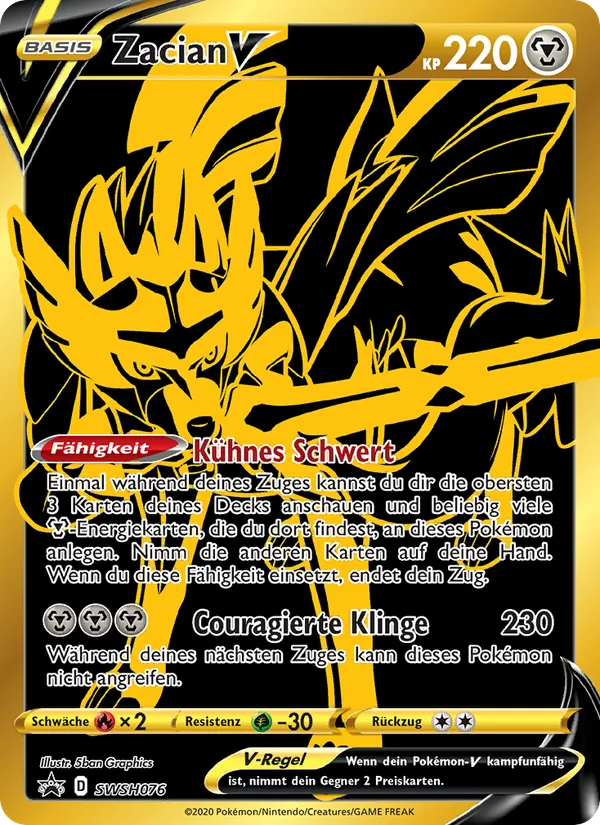 Karte Zacian V aus SCSC Promokarten, Nummer SWSH076/307
