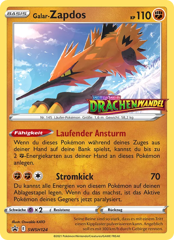Karte Galar-Zapdos aus SCSC Promokarten, Nummer SWSH124/307