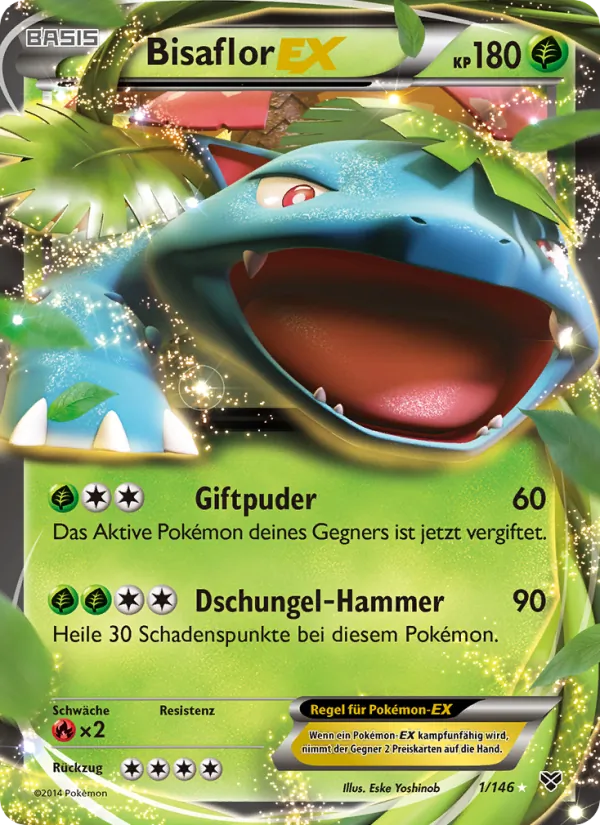 Karte Bisaflor EX aus XY, Nummer 1/146