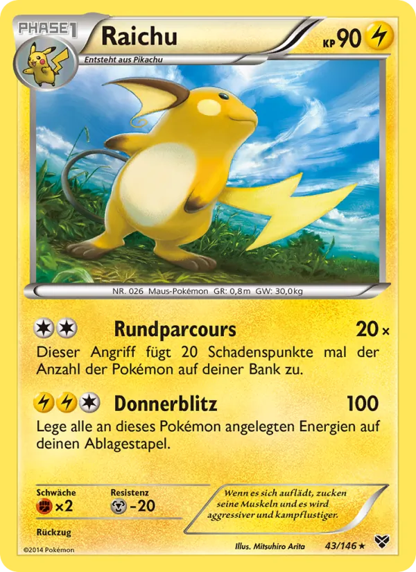 Karte Raichu aus XY, Nummer 43/146