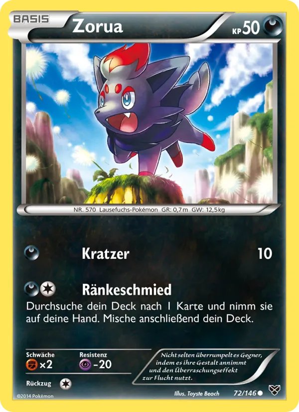 Karte Zorua aus XY, Nummer 72/146