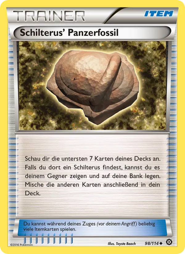 Karte Schilterus' Panzerfossil aus Dampfkessel, Nummer 98/114
