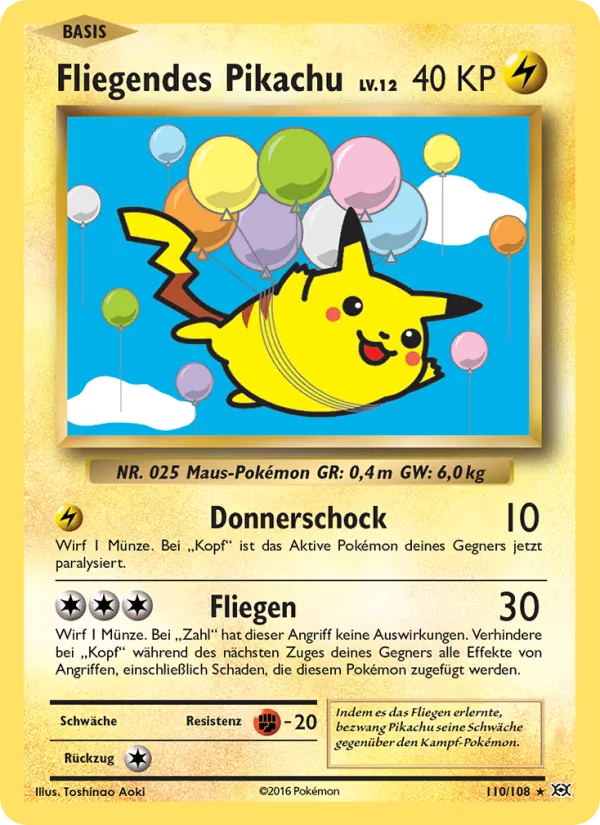 Karte Fliegendes Pikachu aus Evolution, Nummer 110/108