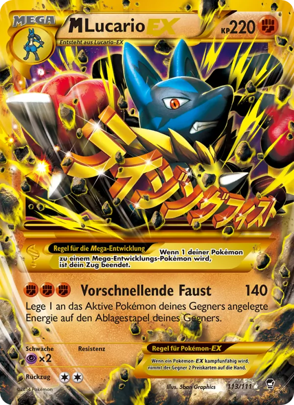 Karte M Lucario EX aus Fliegende Fäuste, Nummer 113/111