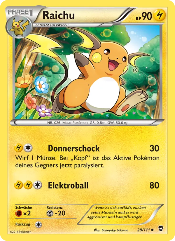 Karte Raichu aus Fliegende Fäuste, Nummer 28/111