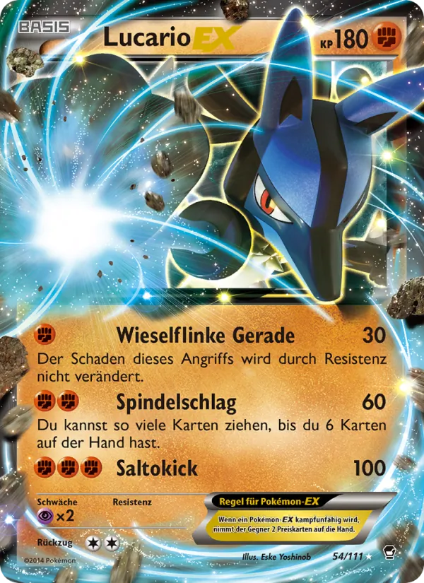 Karte Lucario EX aus Fliegende Fäuste, Nummer 54/111