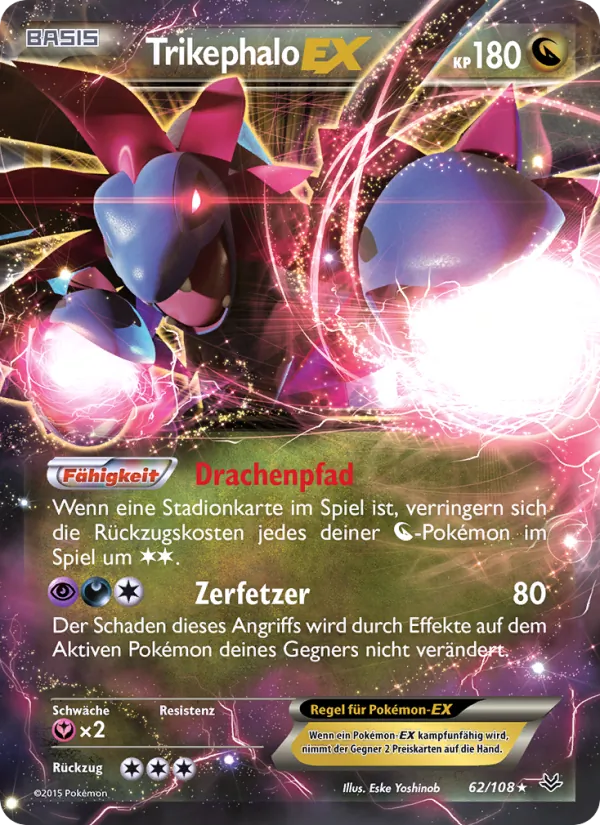 Karte Trikephalo EX aus Drachenleuchten, Nummer 62/108
